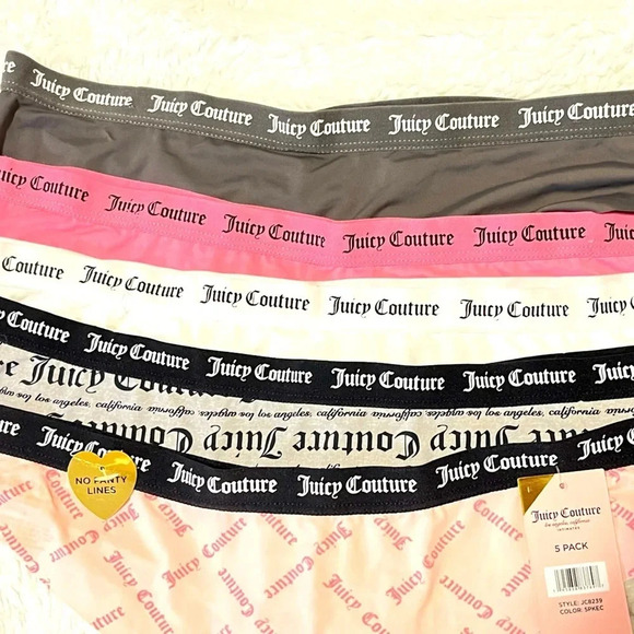 Juicy Couture Other - Juicy Couture intimate Raw Edge Thongs 5 pair assorted colors. New with tag on 1